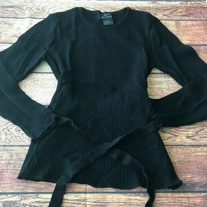 Lemmi For Nina Leonard Womens Pullover Sweater Belted Tie Waist Knit Sz L